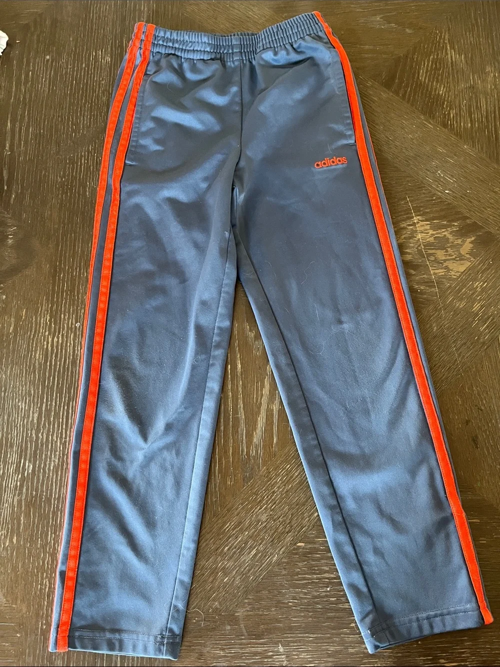 adidas Kids Joggers Blue with Orange Side Stripes